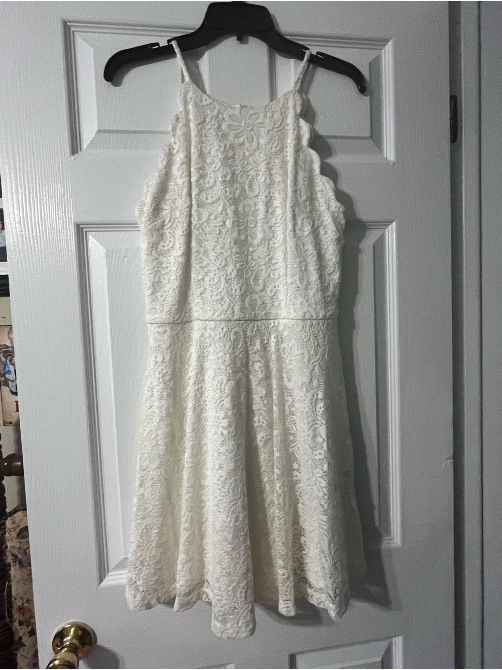 Iz Byer Ivory Lace Halter-Style juniors Dress